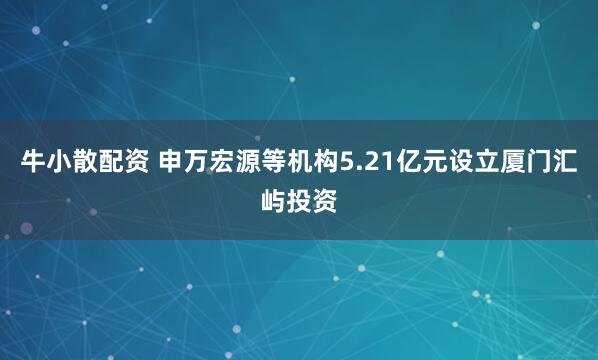 牛小散配资 申万宏源等机构5.21亿元设立厦门汇屿投资